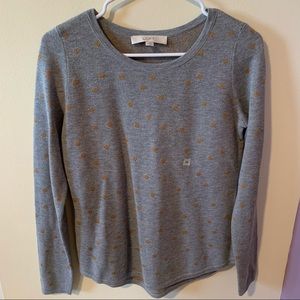 NWOT LOFT Gray and Gold Polka Dot Sweater-XS